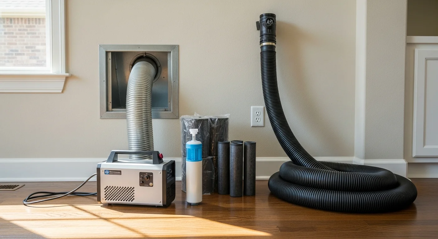 Odor removal treatment being applied to home interior with professional equipment