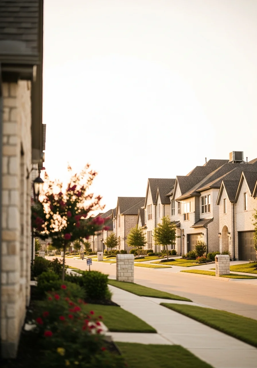 Frisco residential community with new homes and contemporary architectural styles.