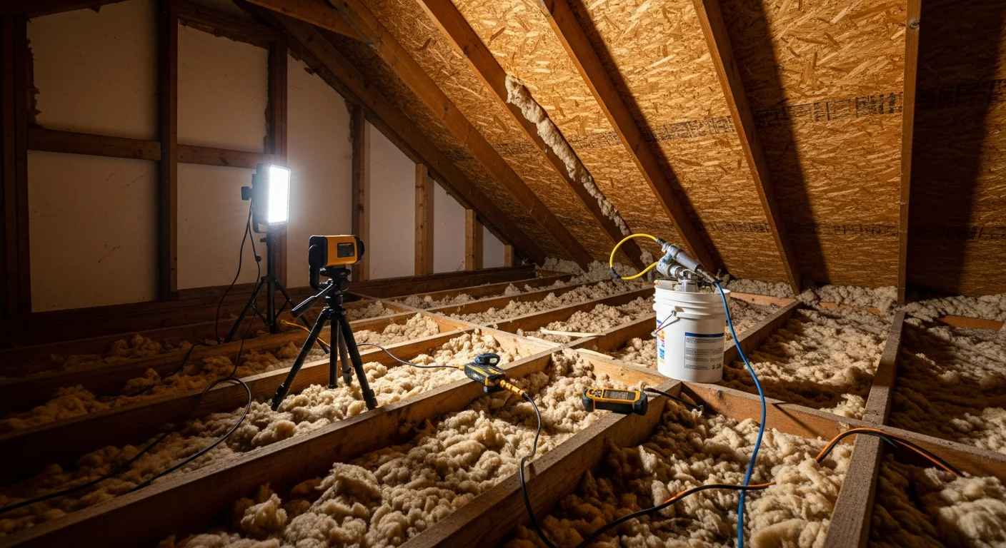 A Flower Mound, TX home interior showing a clean, odor-treated room with no visible mold staining on walls or ceiling. A technician from The Odor Pros LLC stands near an HVAC vent in a residential hallway following a mold odor treatment service.