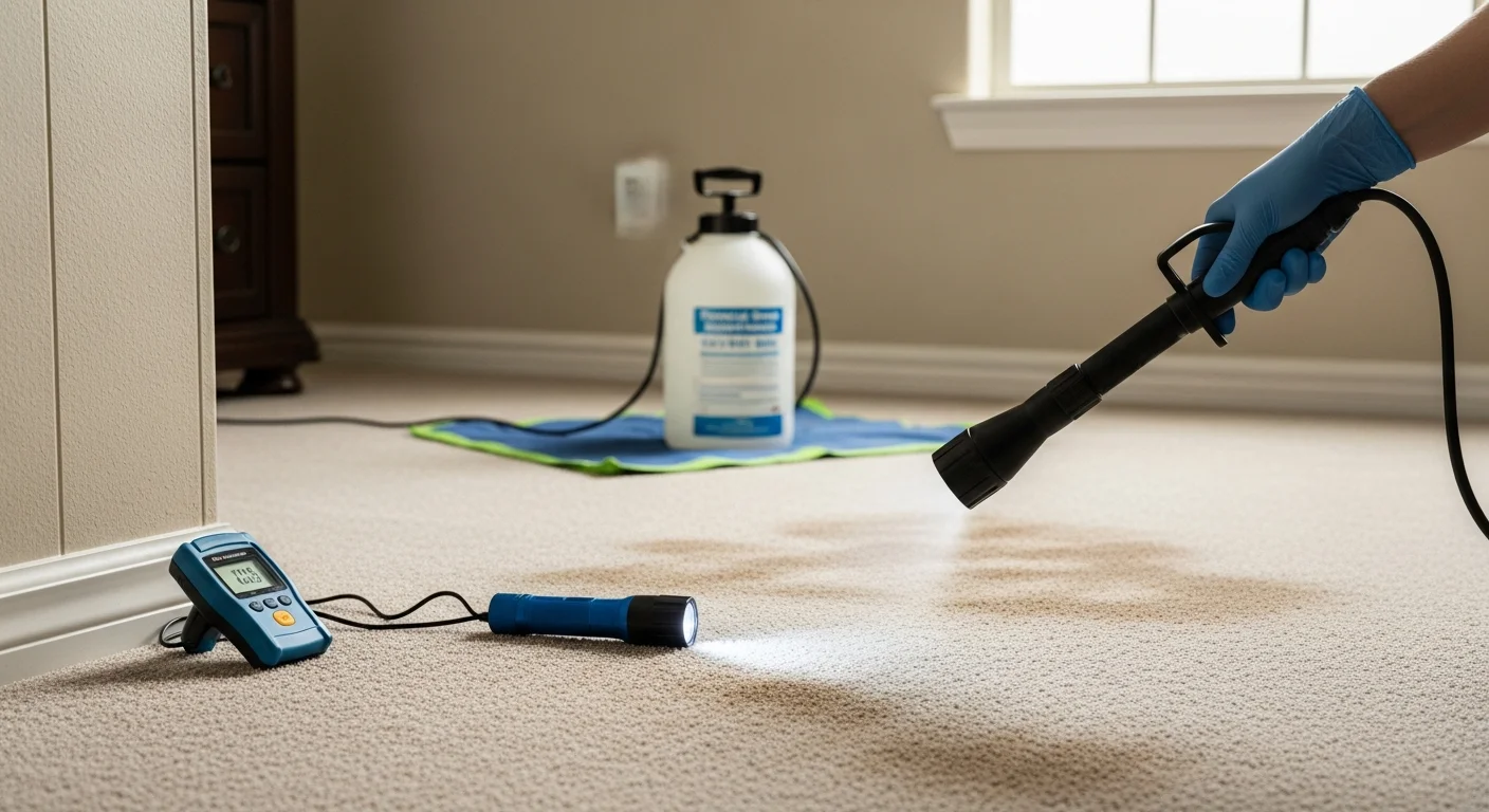 A clean, odor-free living room in a Flower Mound, TX suburban home after professional pet odor removal treatment. Carpet and hardwood flooring are visible with no staining, showing the result of source-level odor elimination by The Odor Pros LLC.